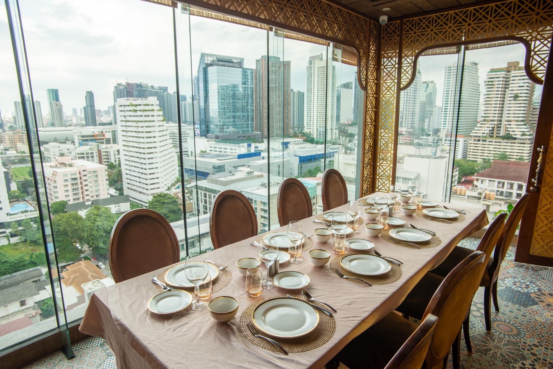 Indian rooftop restaurant Bangkok — outdoor dining with skyline views at Bawarchi